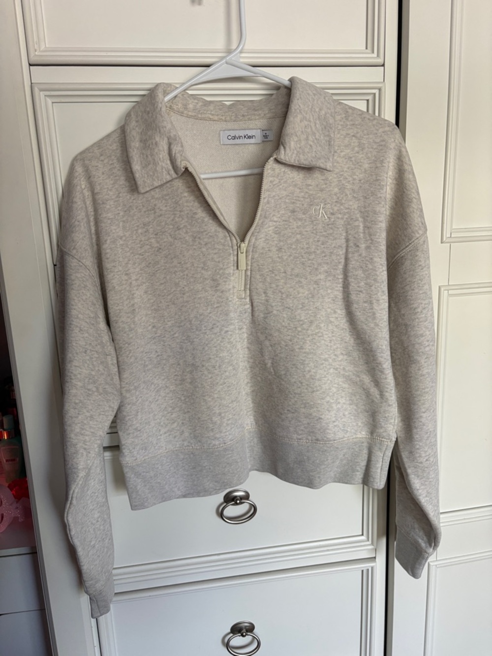 Calvin Klein Oatmeal Heather Quarter-Zip Pullover